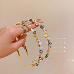 珍珠髮飾女海貝殼高級感發箍外出百搭細頭箍壓發簡約氣質頭飾發卡