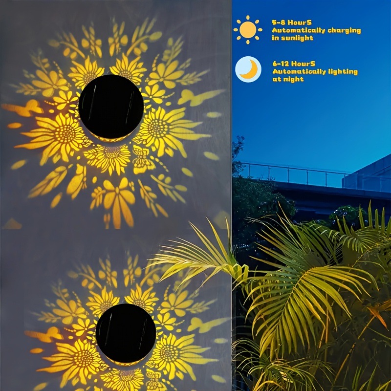 Solcellsdriven mandala solros vägglampa för trädgårdsbelysning_voghion.com