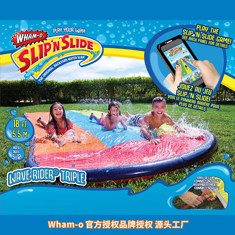 Wham-O Slip'N Slide 18FT Three-Lane Water Slide for Kids Outdoor Inflatable Water Play Toy