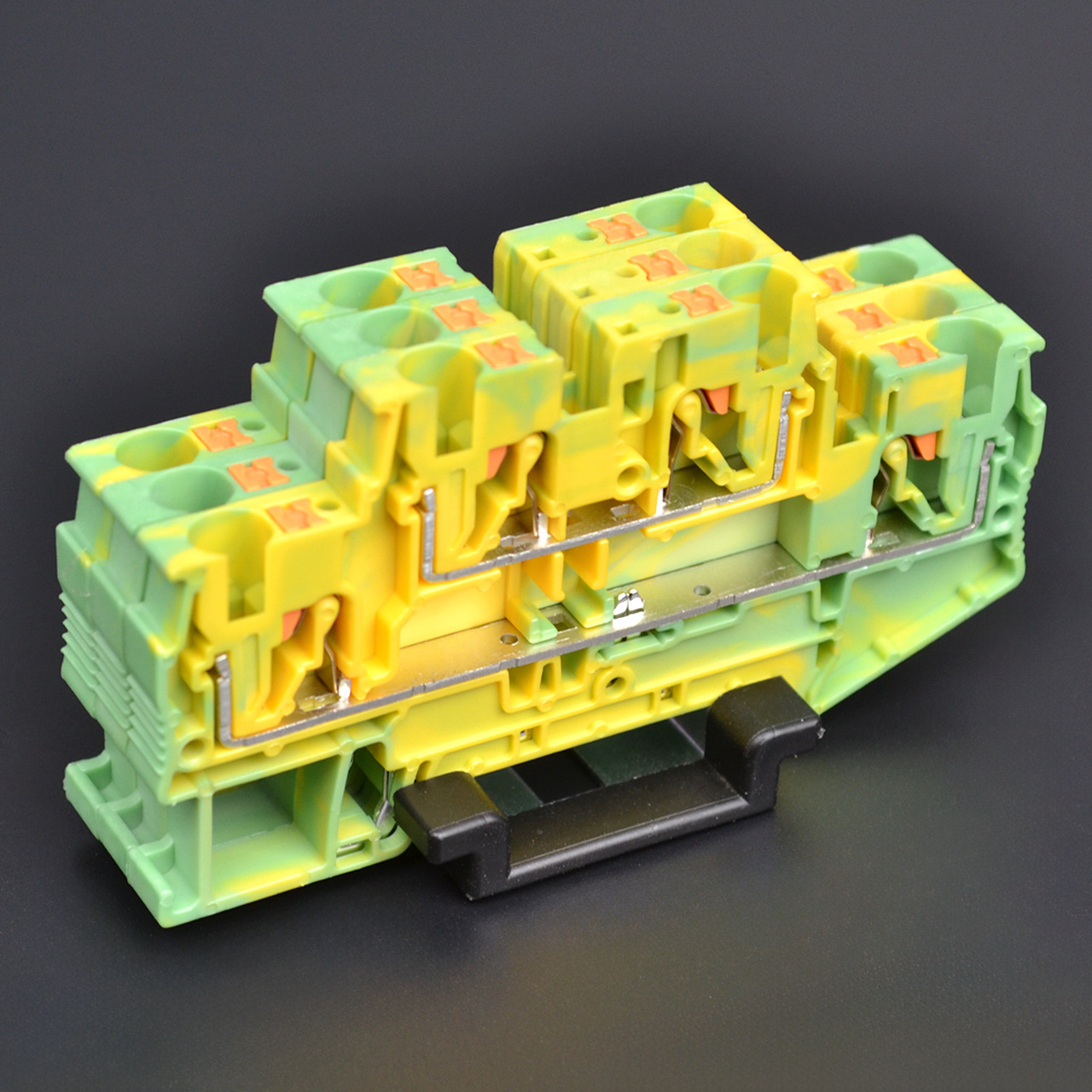 QPT-4 2-2PE直插式接线端子黄绿纯铜导轨快速电压接地型端子厂家