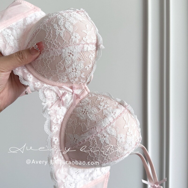 Pure Desire Lace Underwear Women's Small Breast Push-Up Top Reveals Big Anti-Sagging Sweet Bra Set 2025 New Hot Style