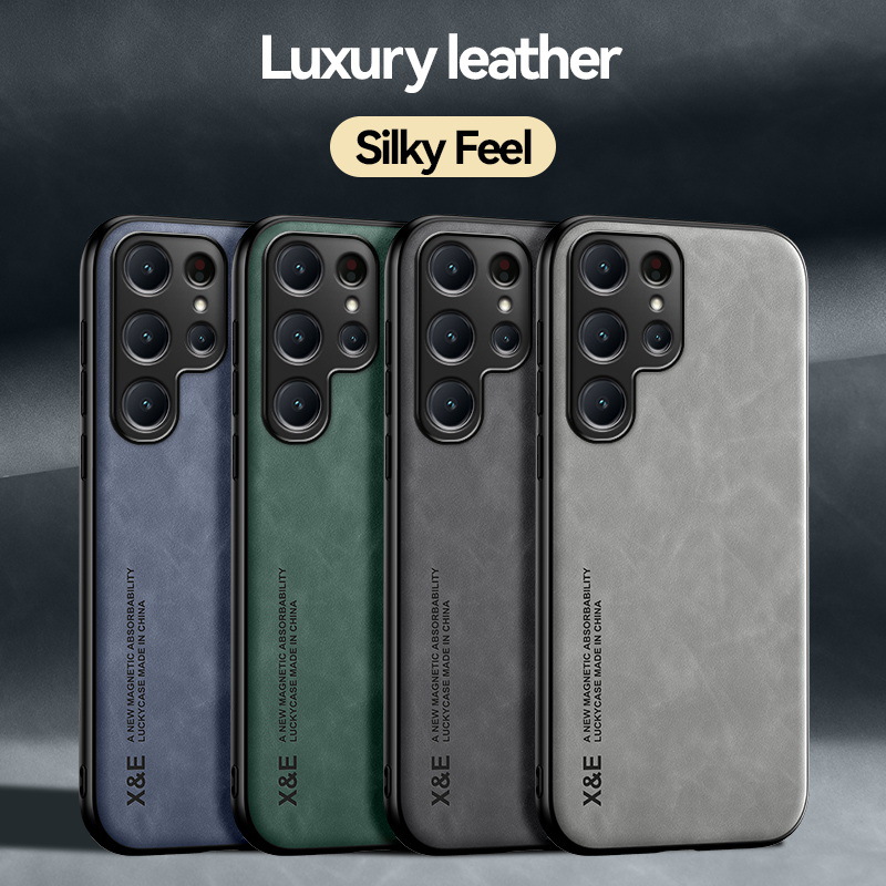 Suitable for Samsung A55 Sheepskin Mobile Phone Case S25Ultra Car Magnetic Suction S23 Skin-Feel Leather All-Inclusive Protective Cover