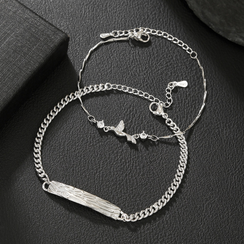 New Blue Eucalyptus and Bird Couple Bracelet, High-End Diamond-Encrusted Light Luxury Versatile Bracelet, Birthday Gift for Girlfriend