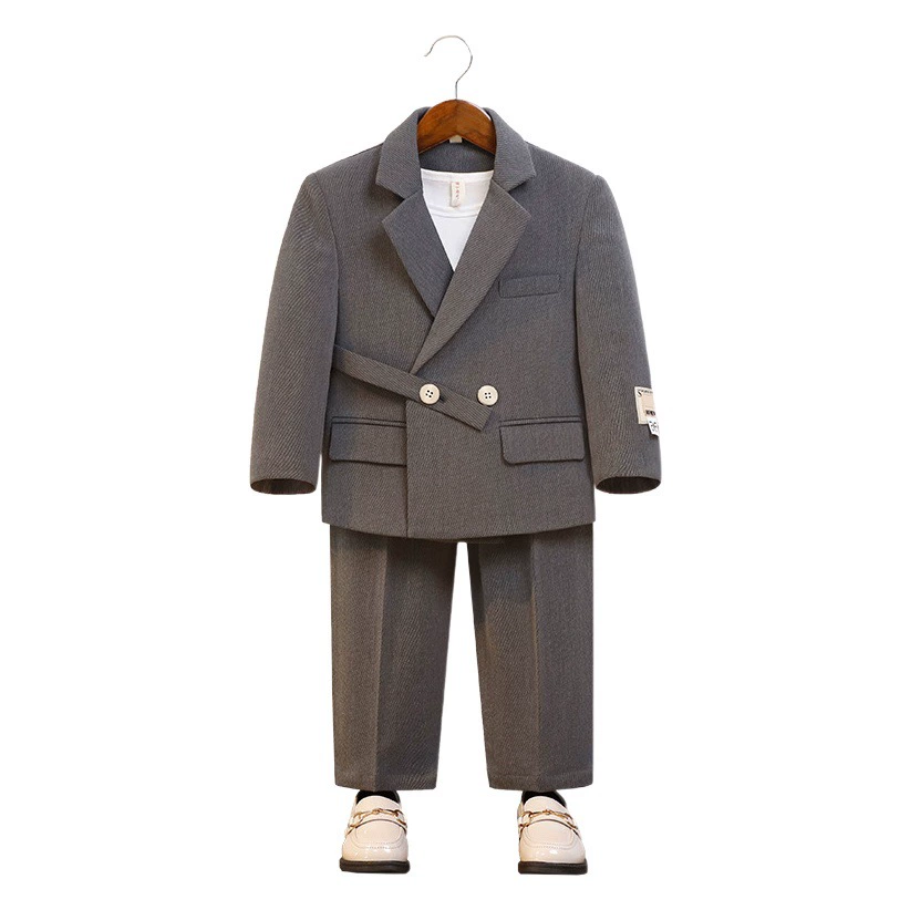 Красивый костюм для мальчика, детский дизайнерский Повседневный маленький костюм, пальто в западном стиле, платье с цветочным принтом для детской фотосъемки и шоу