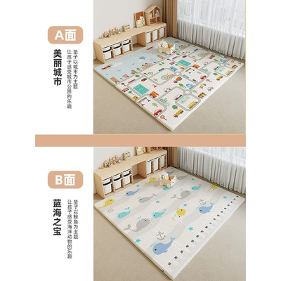 Avtomobil döşəmə paspasları: Mat Folding xpe Baby Climbing - beautiful-city-blue-sea-treasure-18016010cm