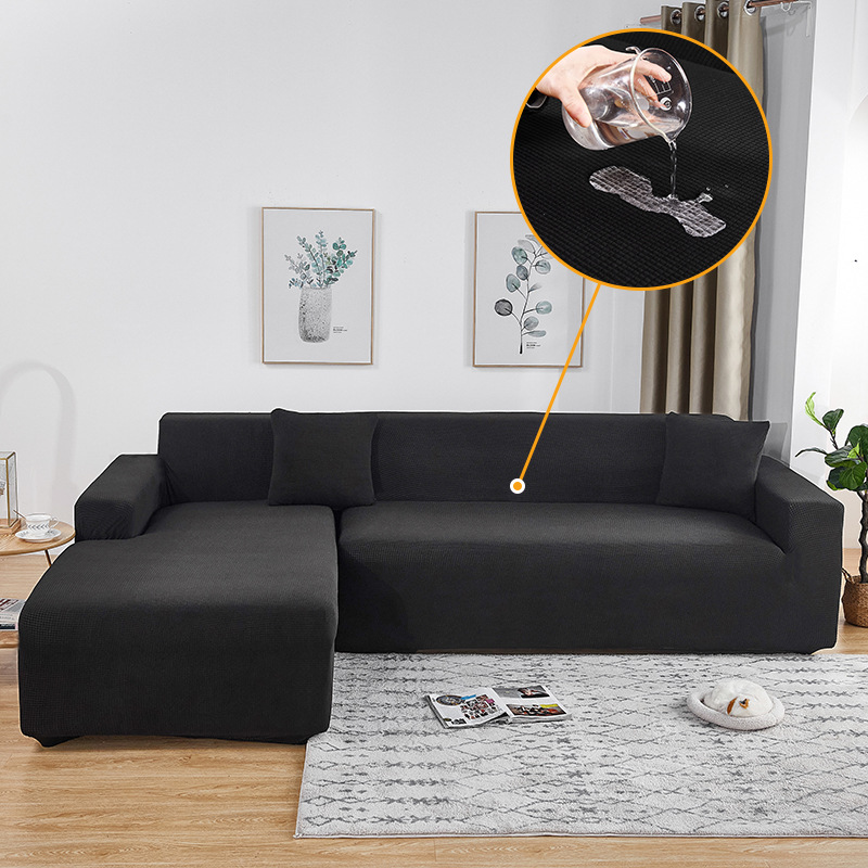 Waterproof high weight thickened four season all inclusive elastic sofa cover universal full cover chaise longue waffle sofa cover_voghion.com