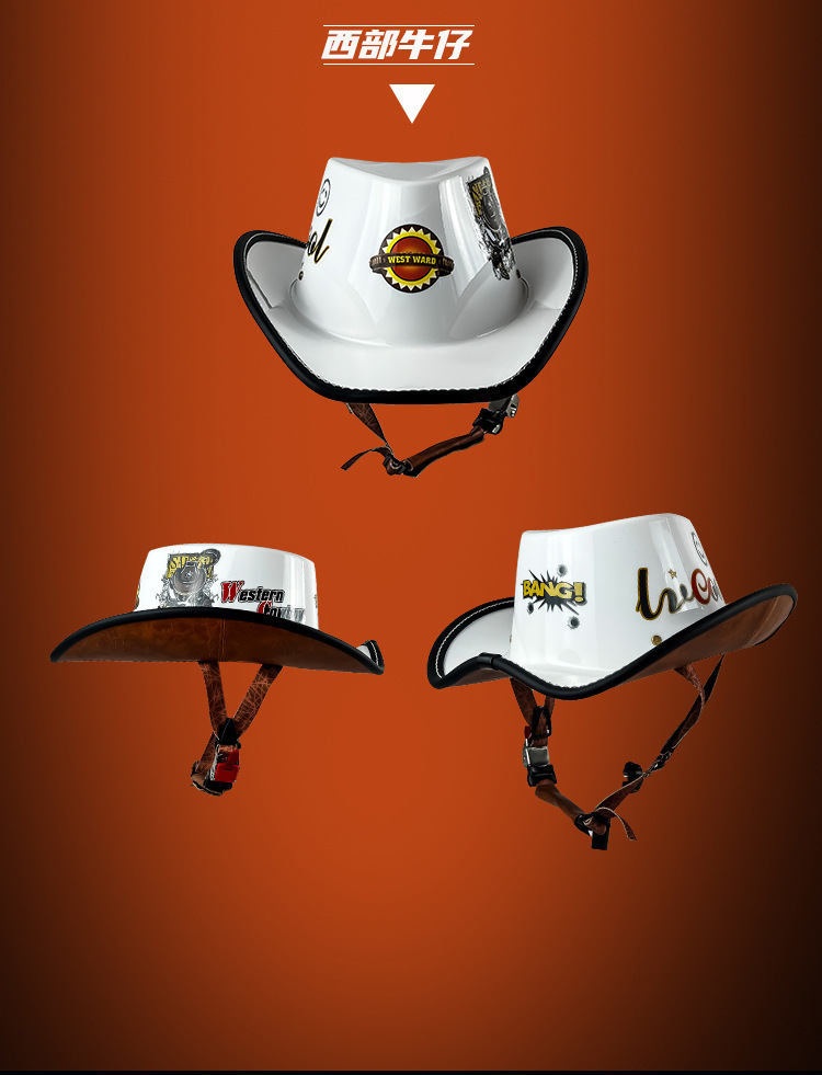 Half Helmet Retro Cowboy Hat Summer Riding Equestrian Travel Helmet