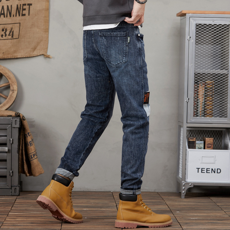 Vaqueros rotos para hombre, vaqueros para hombre con elástico en la pierna pequeña_voghion.com
