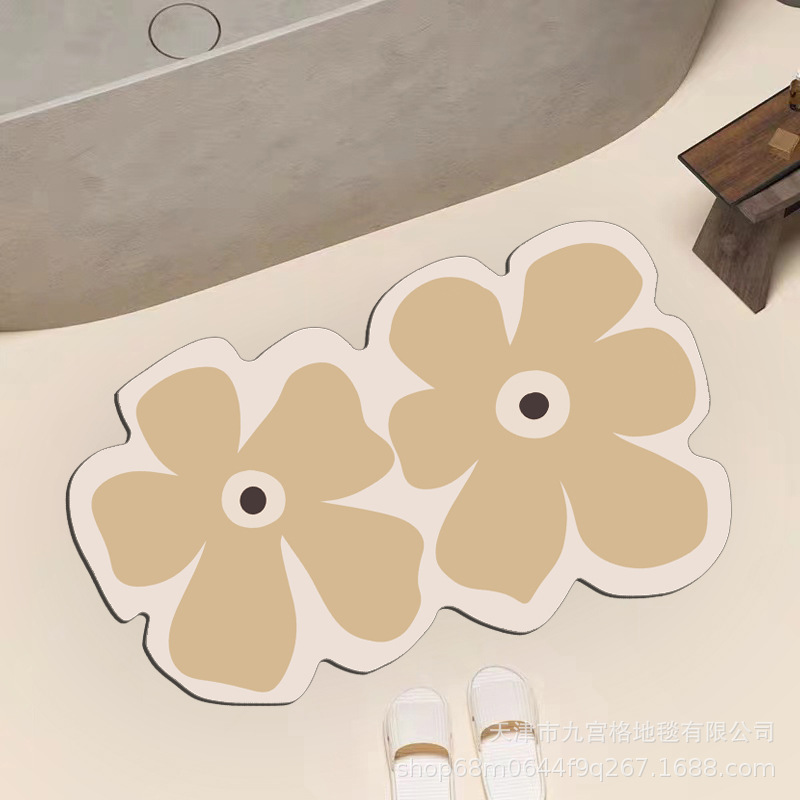 Fresh special-shaped flower technology cloth absorbent floor mat bathroom non-slip wear-resistant floor mat toilet door floor mat