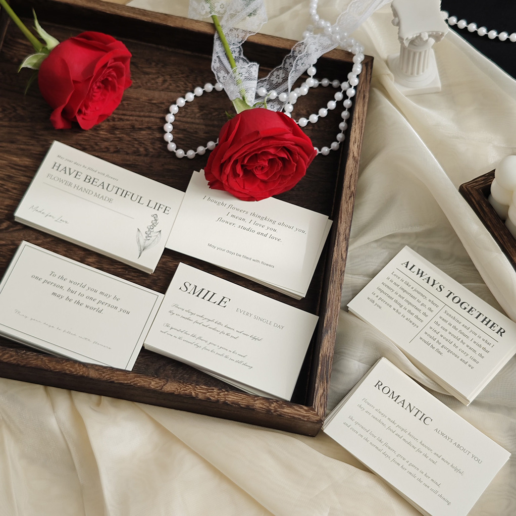 簡約英文賀卡花店花藝鮮花裝飾小卡片花藝資材節日花束創意吊牌