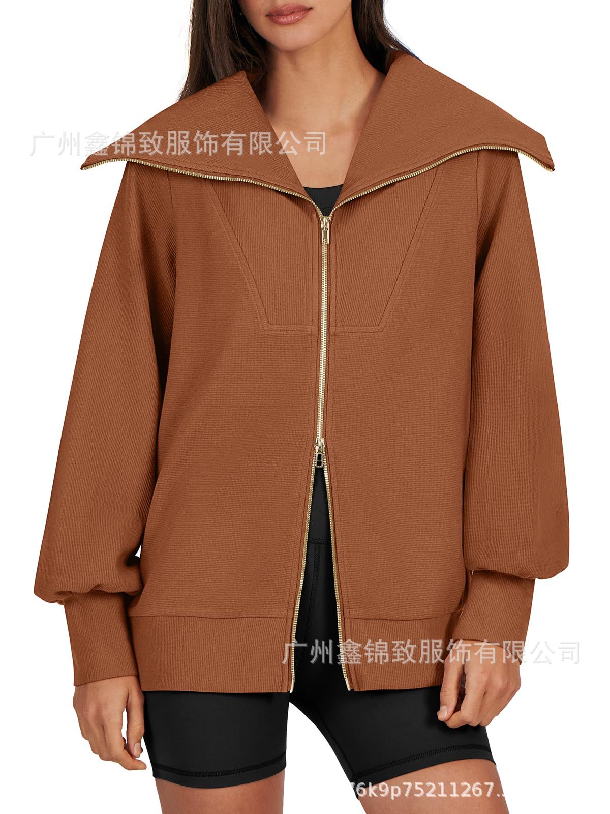 2023 Amazon mujeres de gran tamaño cremallera lindo sudadera chaqueta ropa 2023 otoño y el invierno la moda