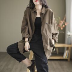 女装高质量斜纹棉衬衫外套宽松大码上衣