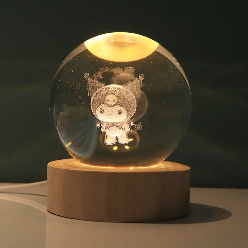 Lámpara decorativa 3D con bola de cristal – figura luminosa de Stitch, regalo creativo y luz nocturna