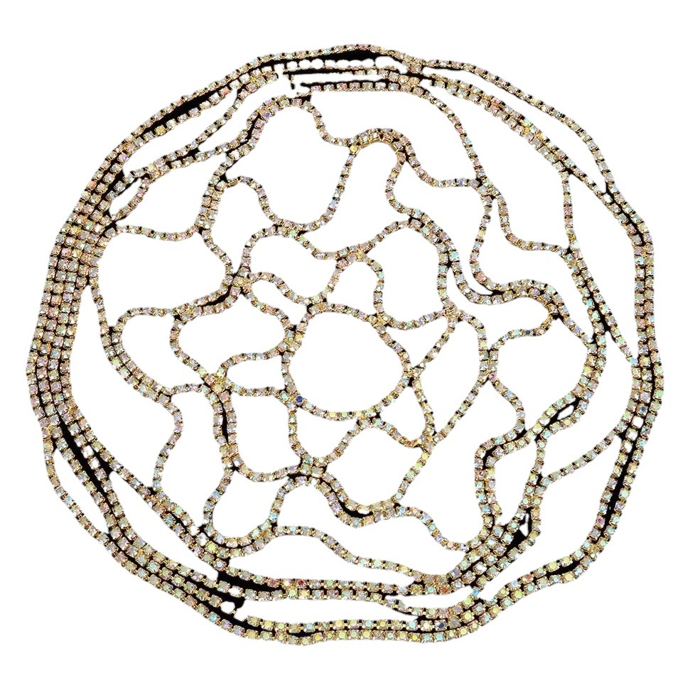 Factory Direct Supply European and American Cross-border Bride Wedding Rhinestone Accessories Tassel Mesh Headwear Hair Band Performance Show Accessories