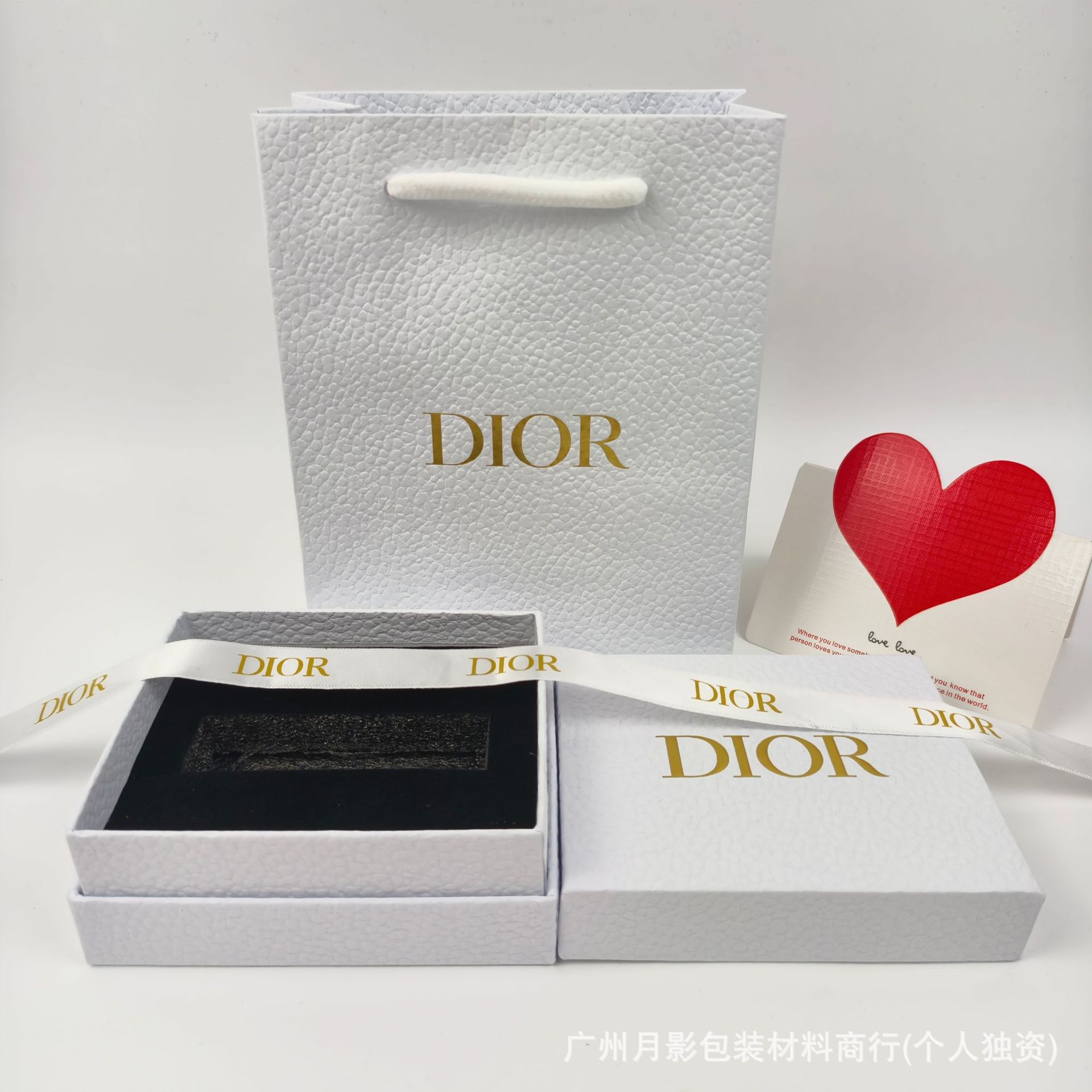 립스틱 선물 상자 + 선물 가방 + 리본 + 인사말 카드;.