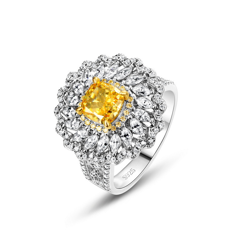 Wilsheng joyería europea y americana Venta caliente s925 plata anillo de diamante de alto carbono hembra completo con incrustaciones de diamante amarillo colgante desmontable de doble uso