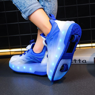Children's Heelys Shoes for Boys, Two-Wheeled Retractable Flashing Lights, Girls' Roller Skates, Rotating Buckle Skates, Foreign Trade Wholesale