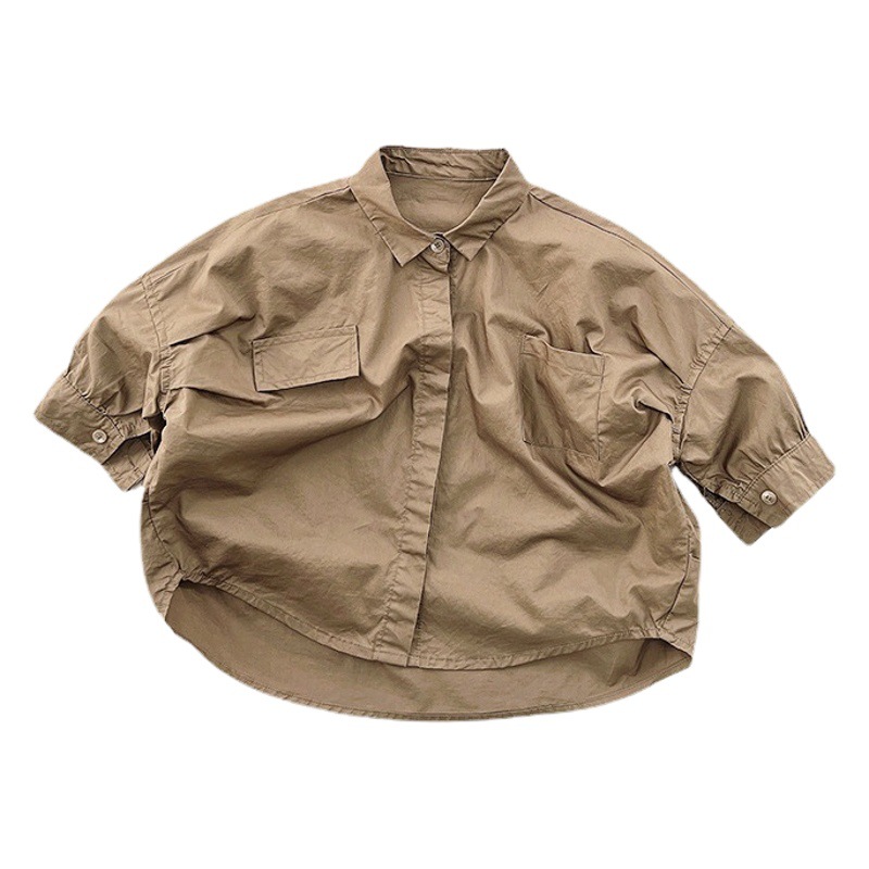 Camisa de longitud media ~ 2024 primavera y otoño nuevos niños y niñas estilo coreano camisa suelta personalizada niños mori ropa infantil moda