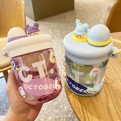 網紅水杯女生高顏值大容量塑料杯夏季新款2024帶茶漏雙飲吸管杯子