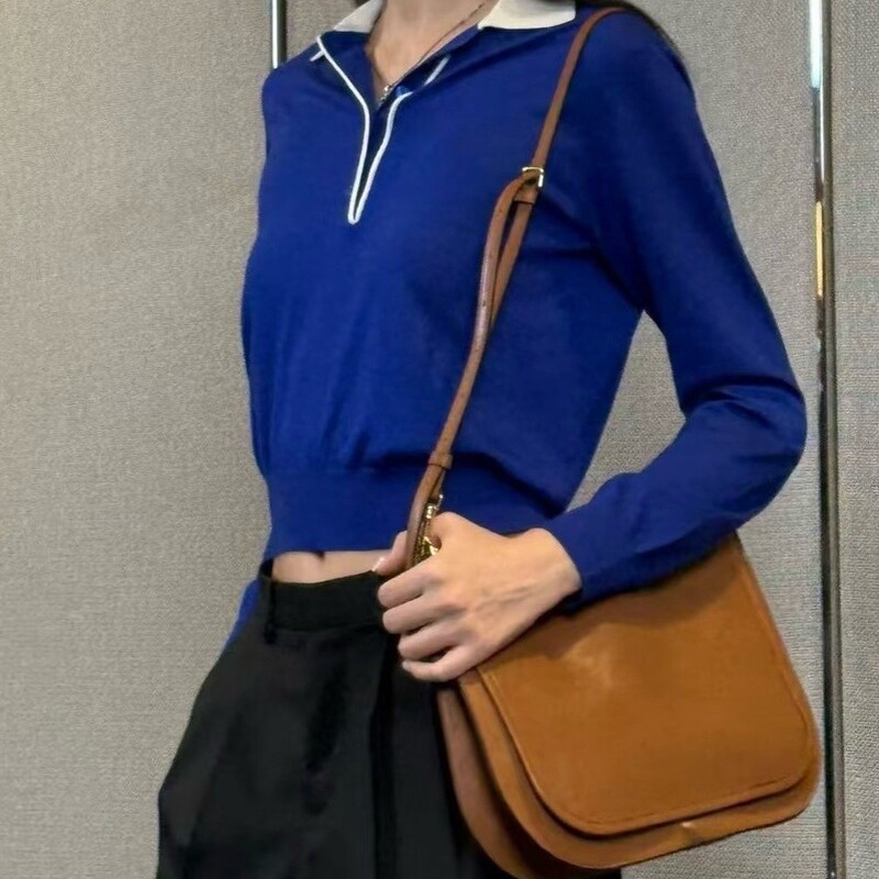 Ce New Model Soft Triomphe Saddle Bag Genuine Leather Lock Buckle Messenger Bag Large Capacity Commuter Shoulder Crossbody Bag