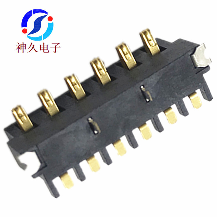 6Pin电池座间距2.5mm*高度6.4卧式贴片2/3/4/5/6Pin电池充电插座