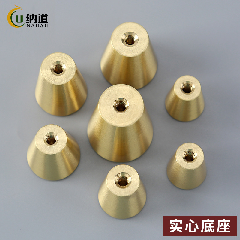 New Chinese style furniture cabinet long wardrobe door handle cross-border hardware European drawer conical single hole pure brass handle
