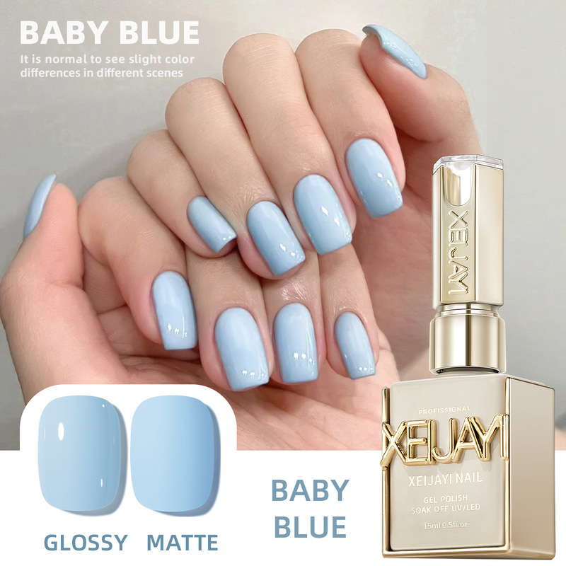 2025 new fashion color Macaron baby blue milk blue nail polish nail shop special glue 15ml wholesale