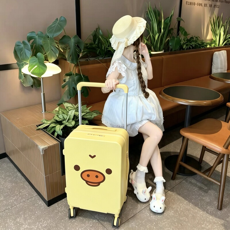 Nose Chicken Wide Handle Luggage 2026 New Lightweight 20inch Carry-on Cute Cartoon Password Suitcase