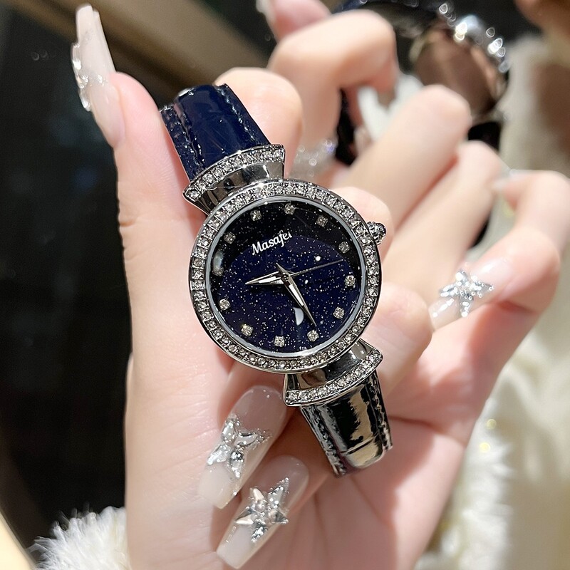 Cross-border TikTok Explosion Blue Sand Stone Fine Flash Diamond Gimono Women's Watch Exquisite Waterproof High-end Girl's Watch Cross-border TikTok Explosion Blue Sand Stone Fine Flash Diamond Gimono Women's Watch Exquisite Waterproof High-end Girl's Watch