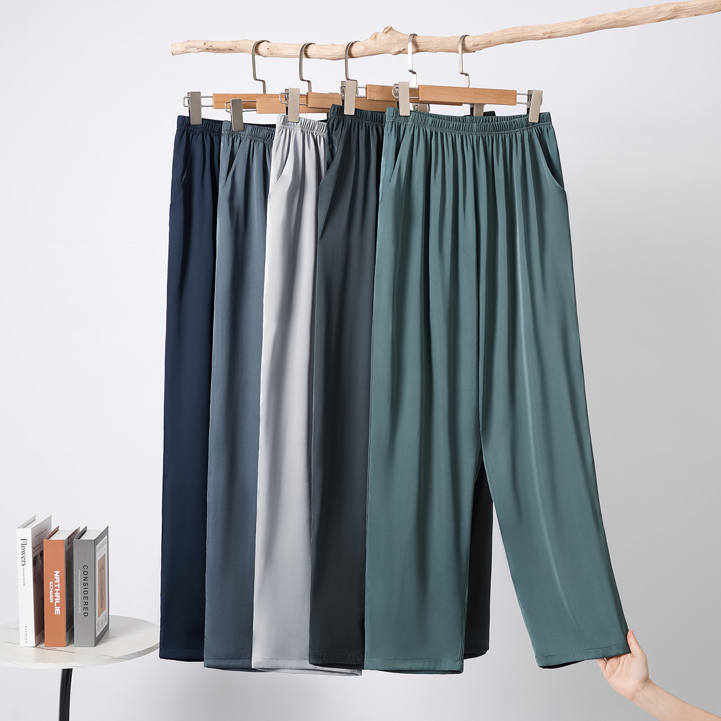 Men's Pajamas Spring and Autum Ice Silk Thin Pants Cotton Casual Large Size Spring and Summer Wearable Home Pants