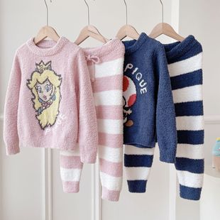 gp autumn and winter parent-child soft couple children Princess Mario mushroom homewear pajamas suit wholesale