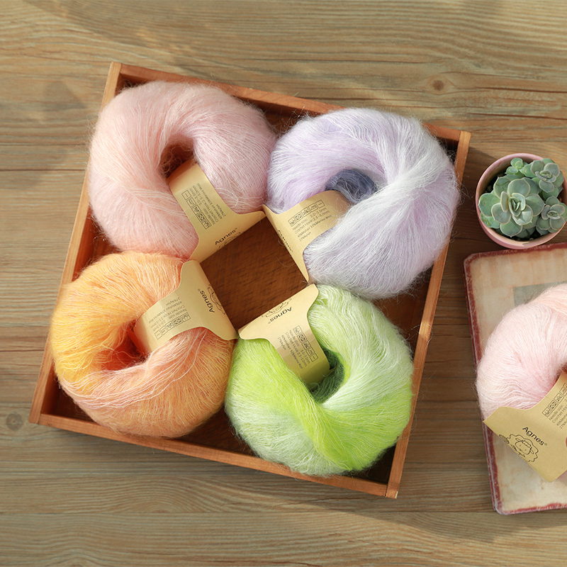 十刻 幻影 马海毛羊毛混纺超长渐变风格手工编织DIY线材 柔软亲肤