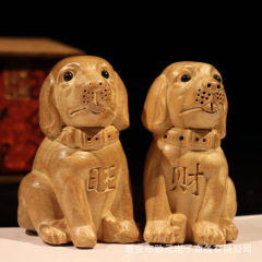 桃木彫刻十二生肖犬旺財工芸品置物装飾置物メーカー卸売り