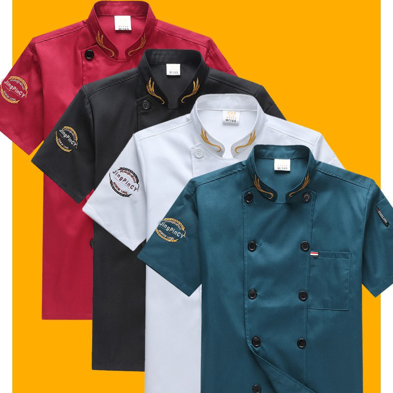 Catering Chef Work Clothes Men's Short-Sleeved Summer Clothes Hotel Restaurant Canteen Baking Pastry Kitchen Chef Clothes Long-Sleeved