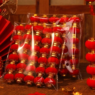 Флоковые фонарики для деревьев красные малые