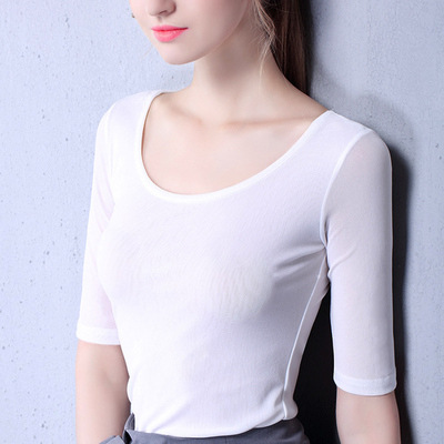 흰색 중간 소매