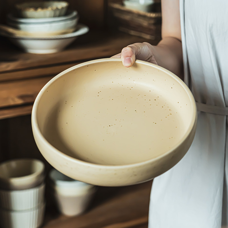 Cerámica de sésamo esmaltada de estilo retro tazón de cubiertos domésticos tazón de sopa de langosta tazón de pescado de chupa tazón de verduras