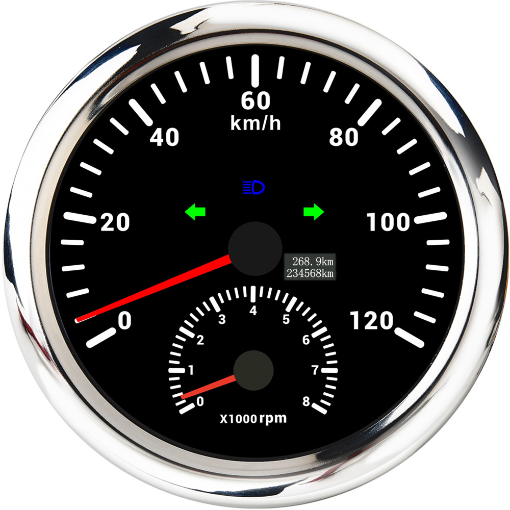Erheyi – 2-in-1 110mm automobile instrument - silver-edge-black-background-0-120kmh