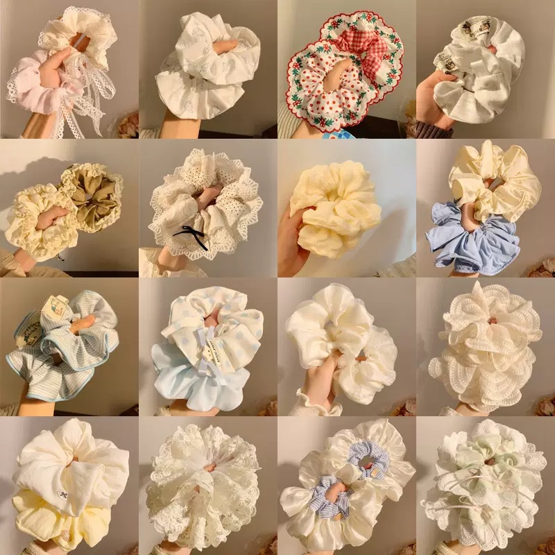 French-Style Retro Scrunchie for Women, High-End Satin Korean Versatile Hair Tie, Mori-Style Hair Accessory, Large Hair Ornament