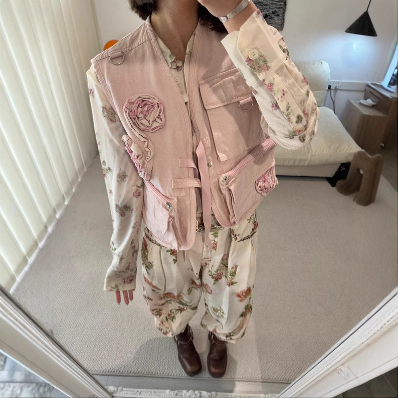 【Limited Time Offer】Openyy Rose Vest High-Quality Version 25 New Style Large Pocket Cardigan 3D Jacket