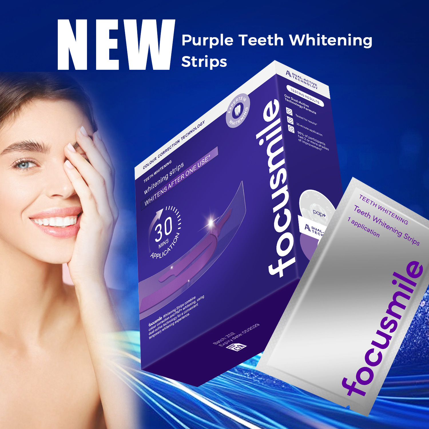 Focusmile púrpura pasta de dientes ventas transfronterizas v34 color blanqueador pasta de dientes