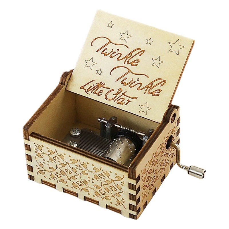 Деревянная Музыкальная шкатулка украшения Классическая резьба ручная музыкальная шкатулка рождественские поделки подарки в наличии