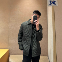 天花板版本现货高品质BR家2025新款绗缝尼龙衬衫式棉服男女同款