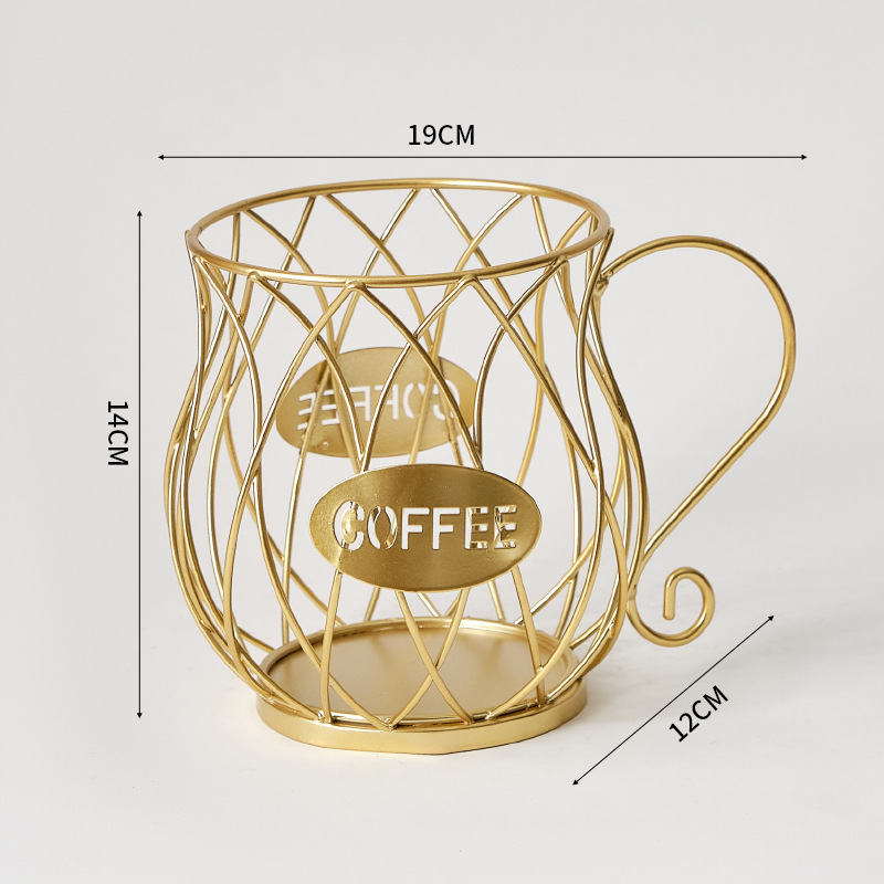 [Selección estricta] caja de almacenamiento de cápsulas de café de escritorio canasta metálica de almacenamiento de gran capacidad de oficina dormitorio canasta hierro