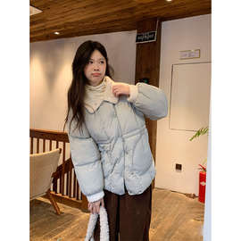 日系羊羔毛领小个子棉服外套女2024冬季新款减龄宽松长袖棉衣棉袄