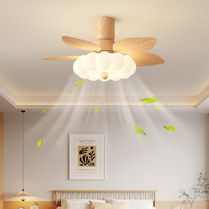 Luz de ventilador de comedor de viento crema medieval retro simple y creativo calabaza lámpara de ventilador de dormitorio gran ventilador de viento lámpara de techo image 3