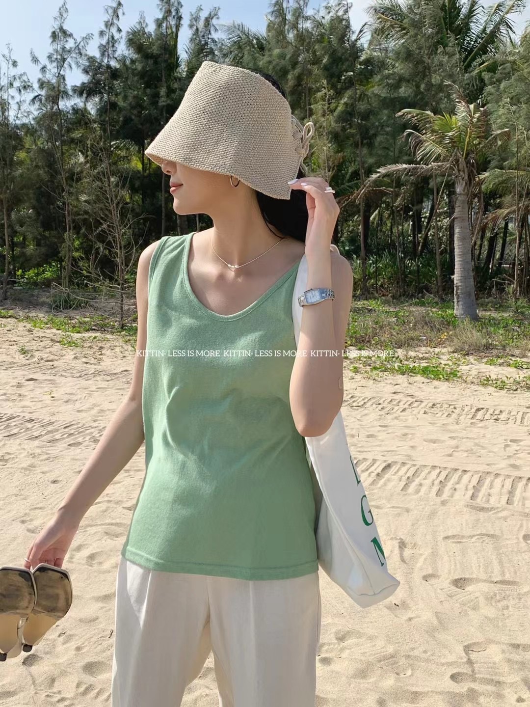 Verano perezoso chaleco de color sólido basado en la combinación de chalecos sueltos para cubrir el pecho camiseta sin mangas para mujeres