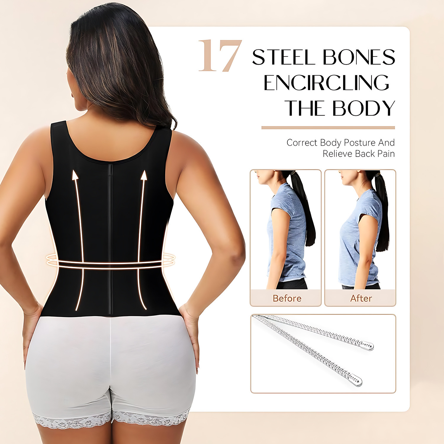 Three-row button-down shapewear vest