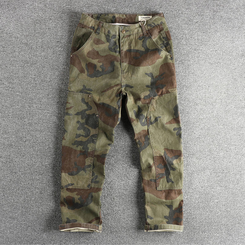 Autumn Retro Distressed Washed Camouflage Cargo Casual Pants Men's Hunting Khaki Trendy Youth Loose Straight Trousers Autumn Retro Distressed Washed Camouflage Cargo Casual Pants Men's Hunting Khaki Trendy Youth Loose Straight Trousers