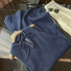 自分用に保存してください！デニムベストドレス！女性の夏のバックレースアップラウンドネックノースリーブストレートカジュアルドレス